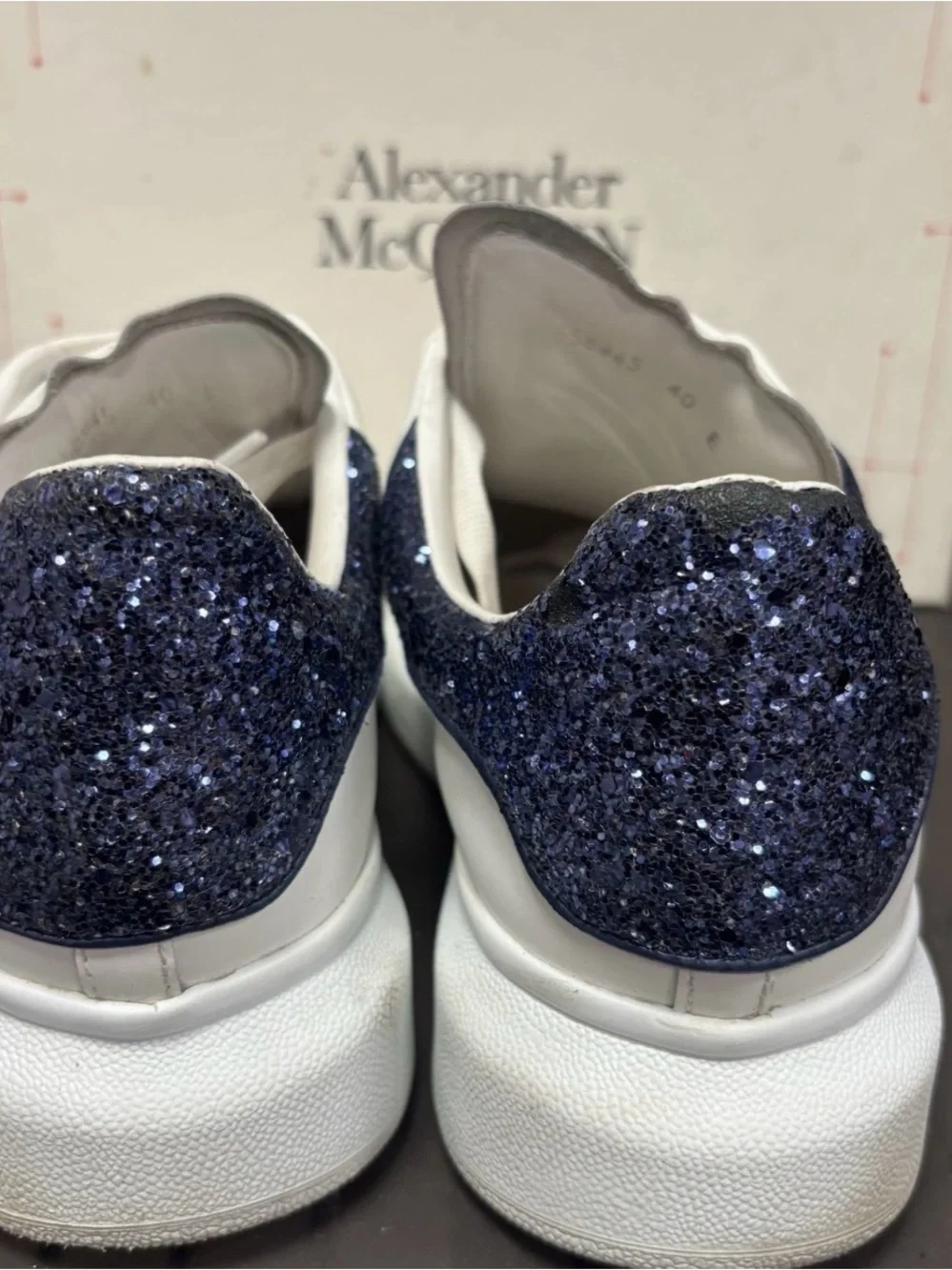 alexander mcqueen sneakers navy glitter sz 40